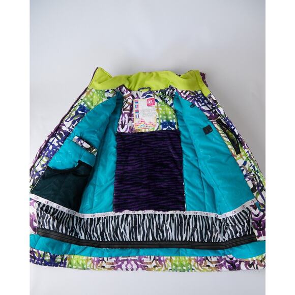 Vtg OP Ocean Pacific Women's Medium Snowboard Jacket Multicolor Hooded Y2K 90s - Picture 3 of 15